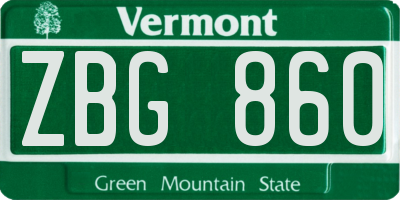 VT license plate ZBG860
