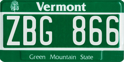 VT license plate ZBG866