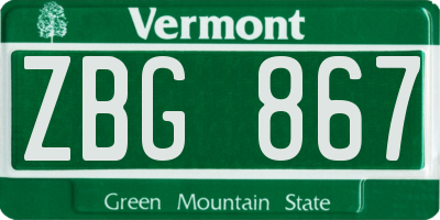 VT license plate ZBG867