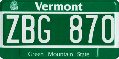 VT license plate ZBG870