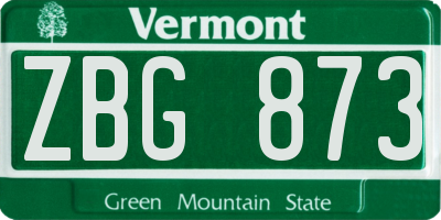 VT license plate ZBG873