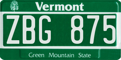 VT license plate ZBG875