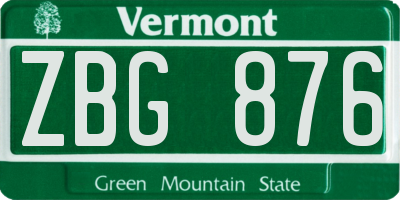 VT license plate ZBG876