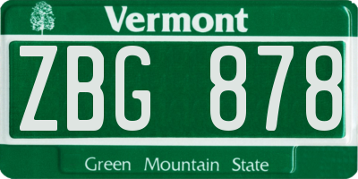 VT license plate ZBG878