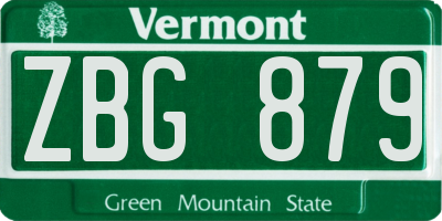 VT license plate ZBG879