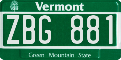 VT license plate ZBG881