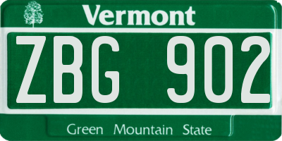 VT license plate ZBG902