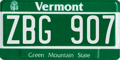 VT license plate ZBG907