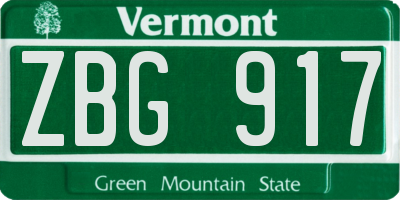VT license plate ZBG917