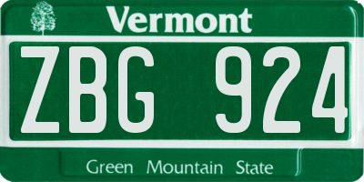 VT license plate ZBG924