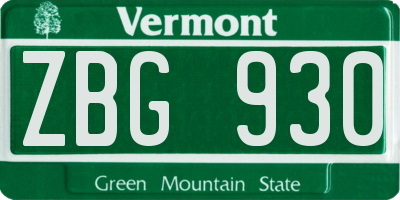 VT license plate ZBG930