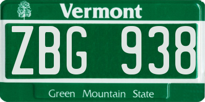 VT license plate ZBG938