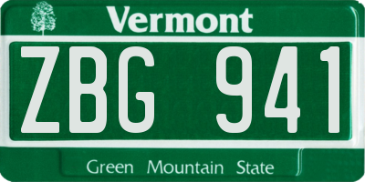 VT license plate ZBG941