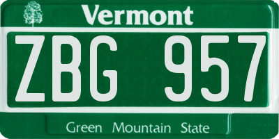 VT license plate ZBG957