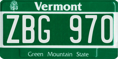 VT license plate ZBG970