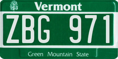 VT license plate ZBG971