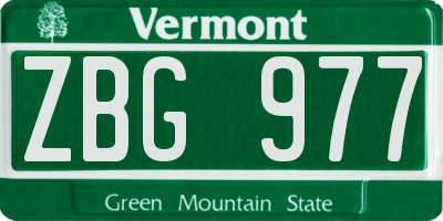 VT license plate ZBG977