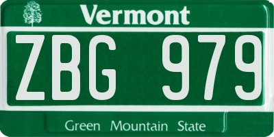 VT license plate ZBG979