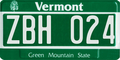 VT license plate ZBH024