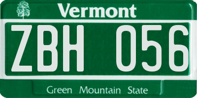 VT license plate ZBH056