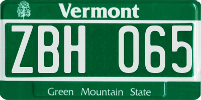 VT license plate ZBH065