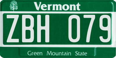 VT license plate ZBH079