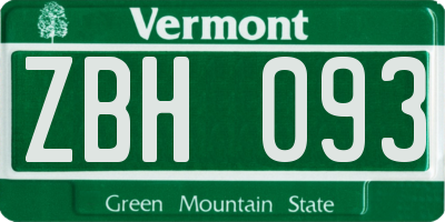 VT license plate ZBH093