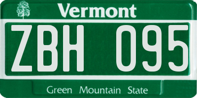 VT license plate ZBH095