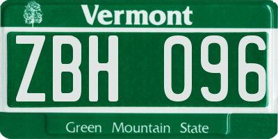 VT license plate ZBH096