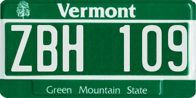 VT license plate ZBH109