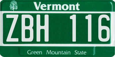VT license plate ZBH116