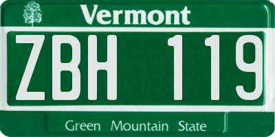 VT license plate ZBH119
