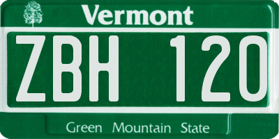 VT license plate ZBH120