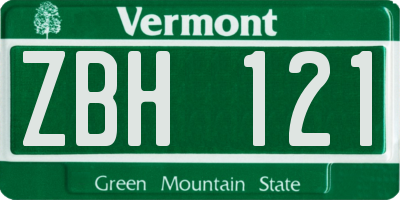VT license plate ZBH121