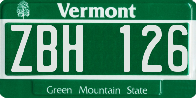 VT license plate ZBH126