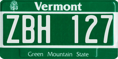 VT license plate ZBH127