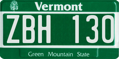 VT license plate ZBH130