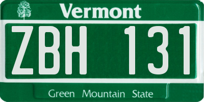 VT license plate ZBH131