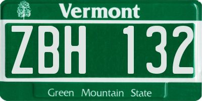 VT license plate ZBH132