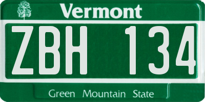 VT license plate ZBH134