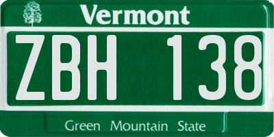 VT license plate ZBH138