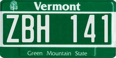 VT license plate ZBH141