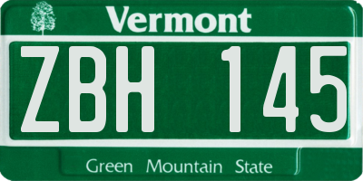 VT license plate ZBH145