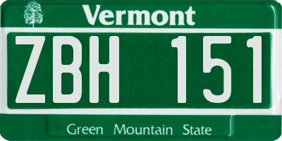 VT license plate ZBH151