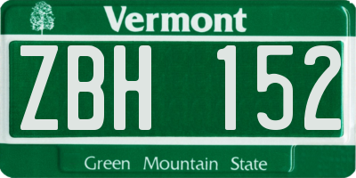 VT license plate ZBH152