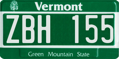 VT license plate ZBH155
