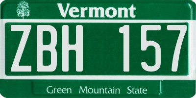 VT license plate ZBH157