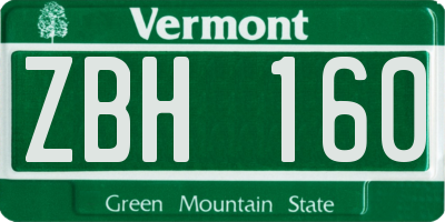 VT license plate ZBH160