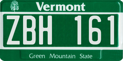VT license plate ZBH161