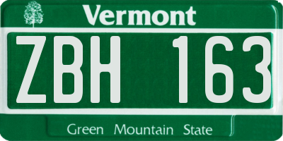 VT license plate ZBH163